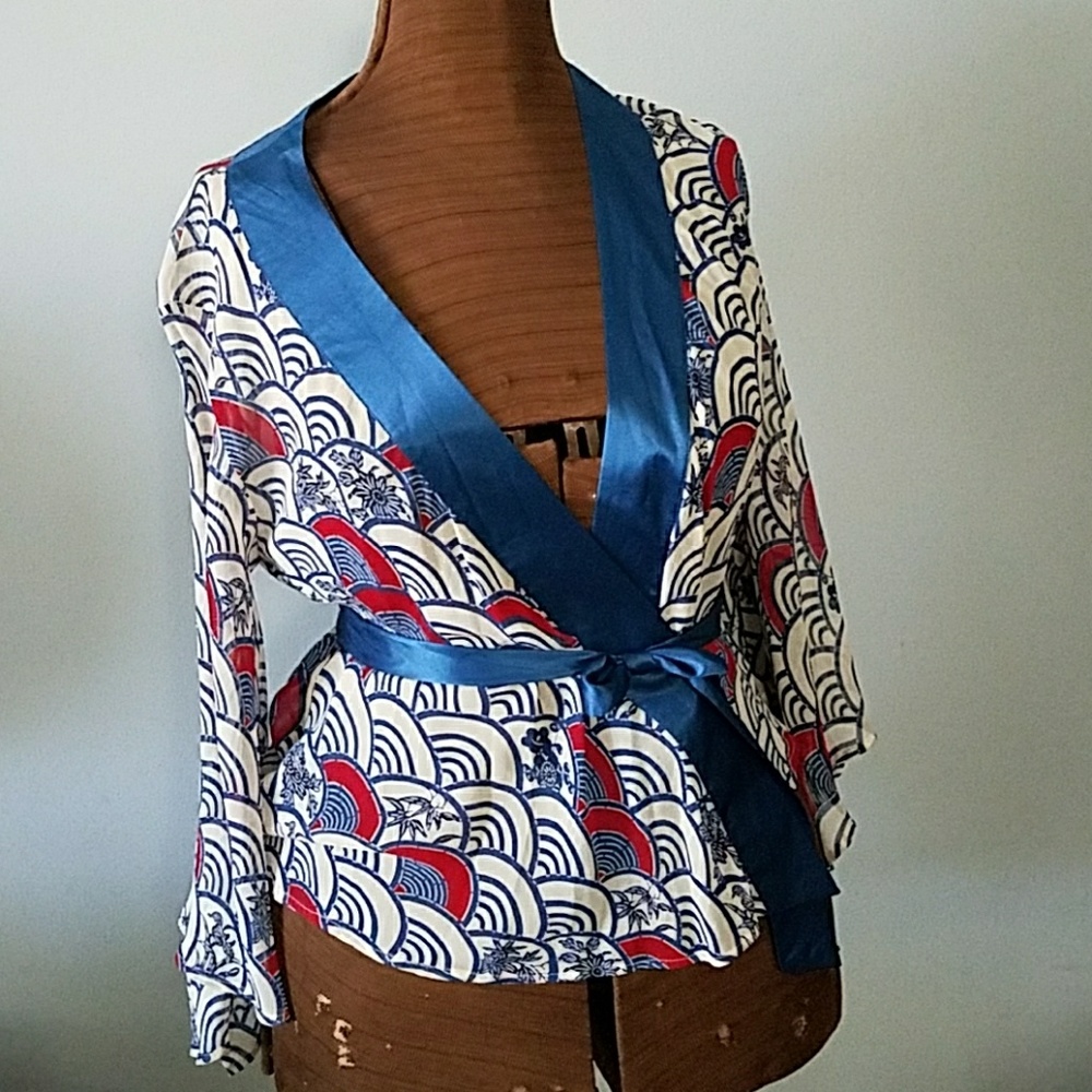Silk kimono wrap top